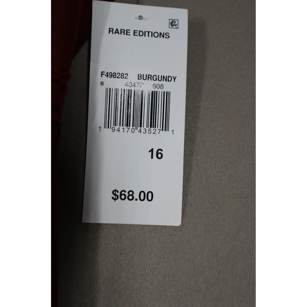 Rare Editions Big Girls‎ Princess Bodice Skater Dress - Burgundy - Size 16